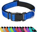 Reflective Dog Collar, Adjustable Soft Neoprene Padded Nylon Pet Collars with Buckle for Medium Dogs, Navy Blue,M