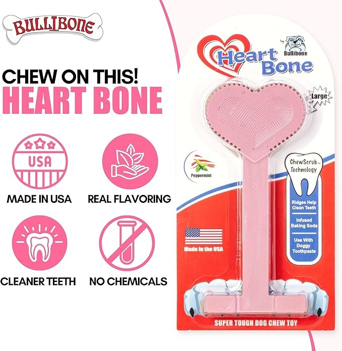 Bullibone Nylon Dog Chew Toy for Aggressive Chewers - Dental Hygiene Bone with Peppermint Flavor, Durable Tough Chew Toys for Small Dogs, Indestructible Dog Bone - 3 Pack