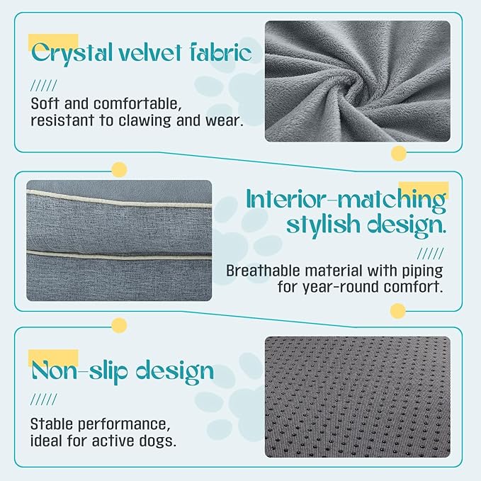 Waterproof Memory Foam Dog Beds for Small Dogs Non-Slip Orthopedic Dog Beds Washable Couch Pet Bed with Removable Cover (Grey, Small)