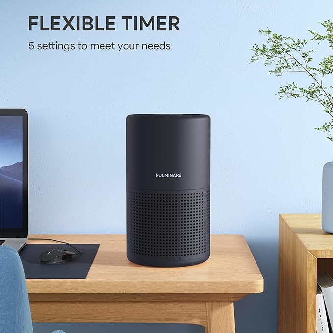 FULMINARE Air Purifiers for Bedroom H13 True HEPA Air Filter Quiet Air Cleaner With Night Light Portable Small Air Purifier for Home, Office, Living Room (Black 2 Pack)