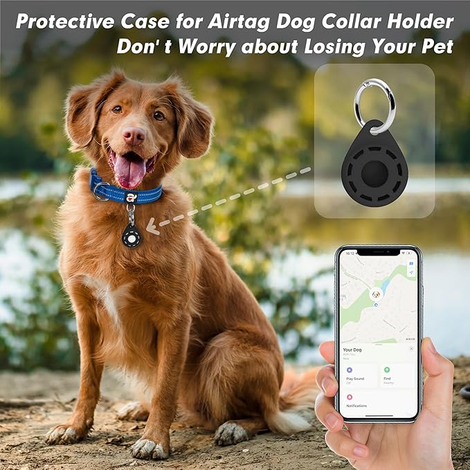 azuza Reflective Dog Collar with Airtag Holder, Soft Neoprene Padded Pet Collar with ID Tag Ring, Adjustable for Small Dogs,Royal Blue,S