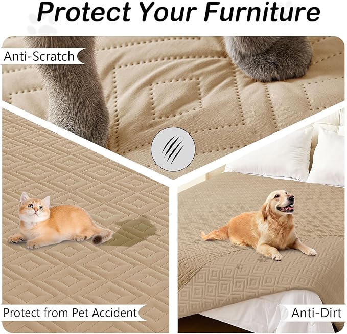 hyha Waterproof Dog Blanket, Soft Dog Bed Cover Pet Blankets, Waterproof Sofa Couch Cover for Dogs Washable, Reversible Pet Couch Covers for Sofa Furniture (40x80 Inch, Camel/Camel)
