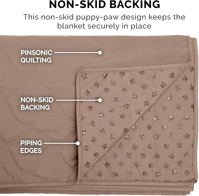 Furhaven Waterproof & Non-Slip King Size Mattress Cover Protector for Dogs & Cats, Washable, For Beds, Couches, & Car Seats - Quilted Twill Blanket Mattress Cover - Brownstone, Jumbo/King Size