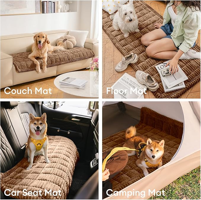 FUNNY FUZZY Pet Couch Covers for Sofa, Washable Dog Couch Cover Protector for Dogs, Flannel Couch Covers for Dogs Pet Friendly Pets Mat Bed Sofa Cover (Brown, 27.6"×59.1")