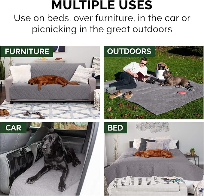 Furhaven Waterproof & Non-Slip Twin Size Mattress Cover Protector for Dogs & Cats, Washable, For Beds, Couches, & Car Seats - Quilted Twill Blanket Mattress Cover - Gray, Small/Twin Size