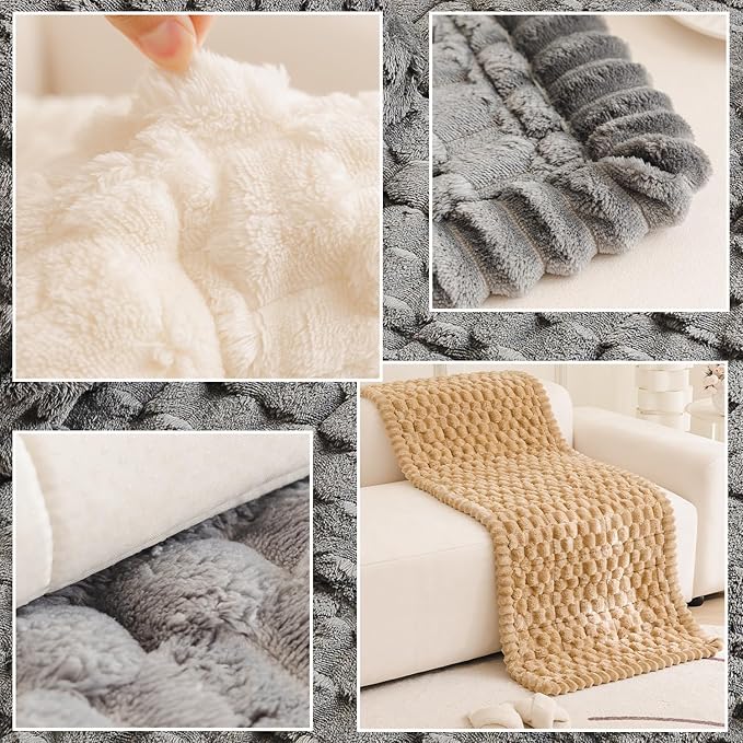 Couch Cover for Dogs Fuzzy Sofa Covers for Pet, Geometric Jacquard Coral Pet-Friendly Washable Non-Slip Sofas Slipcover Cushion Protector Pets Mat Dog Bed Mats Dim Gray 27.6”x 59.06”