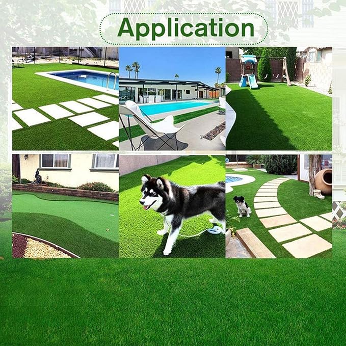 Artificial Grass Rug Outdoor Indoor 3FTX66FT Fake Grass Carpet Green Synthetic Grass Pet Turf Realistic Faux Grass Rug with Drain Holes for Garden Lawn Landscape Balcony Home Decor Patio