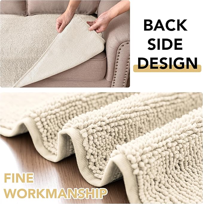 H.VERSAILTEX Non Slip Pet Couch Cover Chenille Dog Bed Protector Thick Soft Sofa Slipcover Pet Friendly Washable Couch Cushion Covers for Pets (52" x 82", Ivory)