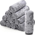 Tegeme 12 Pcs Pet Blankets Soft Fluffy Fleece Dog Cat Warm Paw Print Pattern Blankets Flannel Throw for Pets Dog Puppy Cat(23 x 16 Inch,Gray)