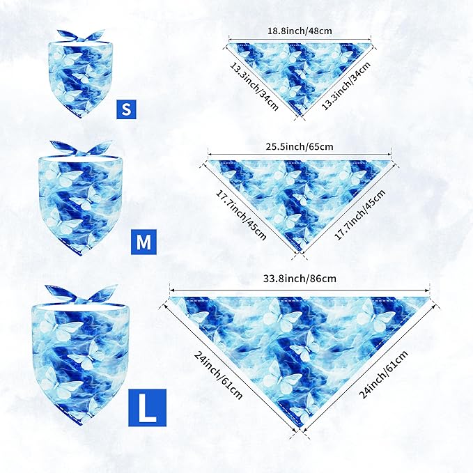 30 Pack Large Tie Dye Dog Bandanas Stitch Dog Bandana Bulk Reversible Print One Side XXL Polyester Scarves Party Grooming L