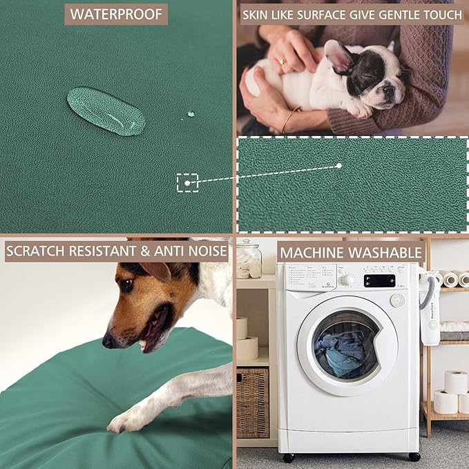 Dog Bed Cover Waterproof Replacement Machine Washable Covers for Dog Bed Heavy Duty Scratch Resistant Mattress Protector Pet Bed 41x27 Inch Dark Green Cover Only