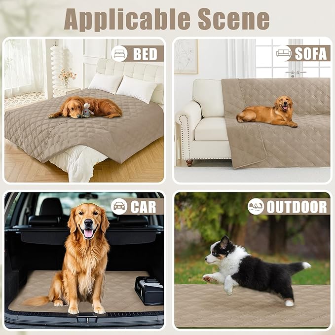 Smiry Waterproof Dog Bed Cover Blanket 30x53, Soft Reversible Pet Blanket, Washable Leakproof Cats Dogs Couch Cover for Sofa, Couch, Furniture, Taupe/Taupe