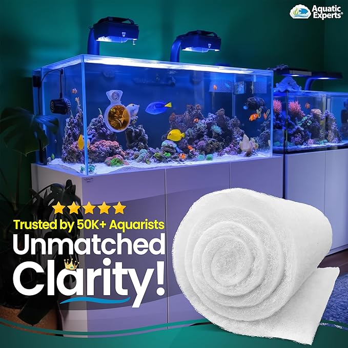 Aquatic Experts Aquarium Filter Floss for Fish Tank Filters - FilterFirst Aquarium Filter Pad - Media Roll for Crystal Clear Water, 12" x 12' x ½ to ¾ Thick