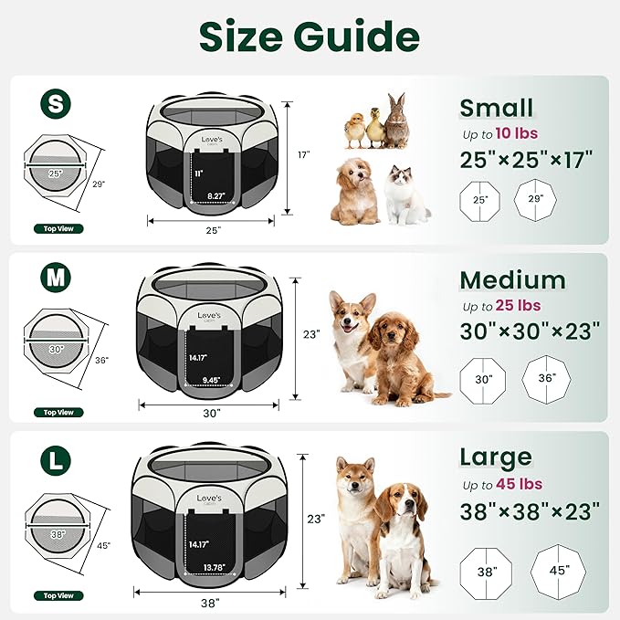 Love's cabin Pet Puppy Dog Playpen, Large Dog Tent Crates Cage Indoor/Outdoor, Portable Playpen for Cat, Foldable Pop Up Dog Kennel Playpen with Carring Case, Removable Zipper Top, Grey
