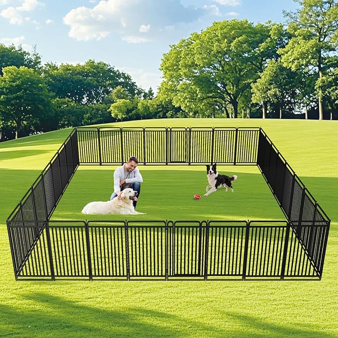 New Thickened Version Dog Playpen, 40 Inch Dog Fences for The Yard, Portable Outdoor Dog Playpen for Large/Medium/Small Dogs, Foldable Metal Dog playpen, with Doors (40 Panels, 40 Inch)
