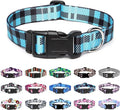 Mercano Adjustable Dog Collar - Special Design Patterns, Soft Nylon Comfortable Durable Pet Collar for Small Medium Large Dogs (M, Blue Plaid)