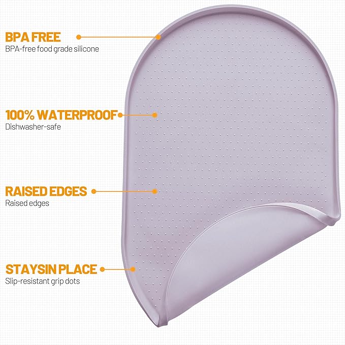 Hubulk 100% Waterproof Silicone Pet Feeding Mat with Raised Edge for Food and Water, Dog Bowl Mats, Cat Bowls Placemat with High Lip Protects Floor for Cats and Dogs (Dove, 24" L x 16" W)