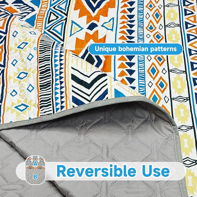 Waterproof Dog Blanket, Bohemian Dog Bed Cover Pet Blanket, Reversible Sofa Couch Cover for Dogs Washable, Protect Furniture Bed Couch Sofa for Puppy Cat (Blue Medallion, 68×82 Inch)