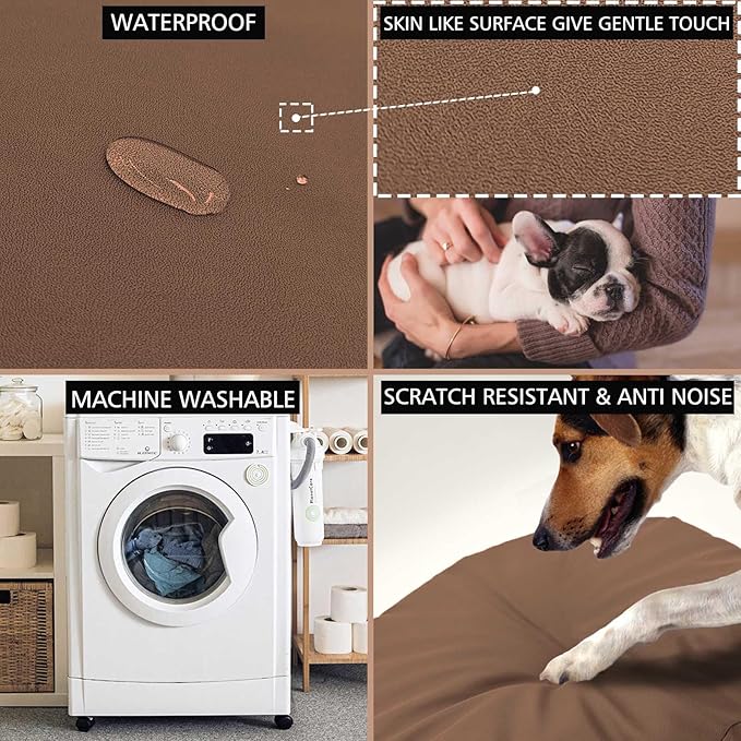 Dog Bed Cover Waterproof Replacement Machine Washable Covers for 20x15 Inch Dog Bed Heavy Duty Scratch Resistant Mattress Protector Pet Bed Cover Only Brown