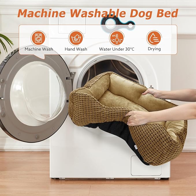 MIXJOY Dog Beds for Medium Dogs Washable, Rectangle Pet Bed Medium Size Dog, Orthopedic Sleeping Pet Sofa Bed, Soft Calming Cat Beds for Indoor Cats, Anti-Slip Bottom with Multiple Size