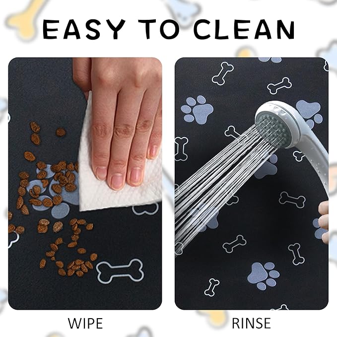 Pet Cat Dog Food Mat Non Slip Mat for Dog Water Bowl Mat Quick Dry Absorbent Cat Feeding Mat, 24 * 16.9 in, Green
