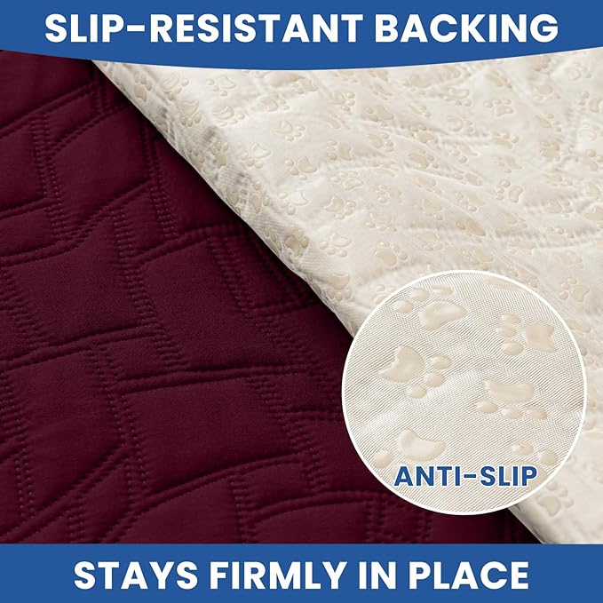 Waterproof Dog Bed Cover, Non-Slip Dog Blanket for Couch, Couch Covers for Dogs Washable, Pet Blanket for Furniture, Pet Bed Mat for Sofa, Car, Pet Supplies Christmas (52x82 Inch, Burgundy)