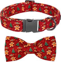 Christmas Dog Collar, Soft Pet Collar Gingerbread Man Cute Dog Collar with Bow Red Christmas Tree Adjustable Sturdy Collars Winter Holiday Collars for X-Large Girl Boy Dogs