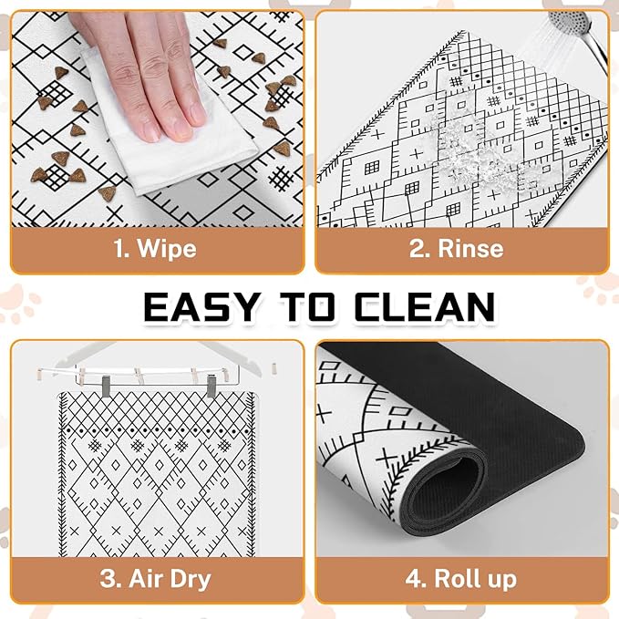 Absorbent Pet Dog Bowl Mat for Food and Water, Pet Cat Food Feeding Mat with Non Slip Rubber Backing, Dog Food Mats for Floors Waterproof, 12"x20"