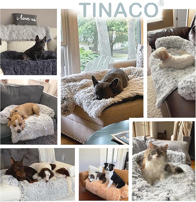 Calming Dogs/Cats Bed Mats, Dog Pad Washable Removable Couch Cover, Plush Long Fur Mat for Pets, Waterproof Lining, Perfect for Small, Medium and Large Dogs and Cats (Gradient Gray, 31"x23")