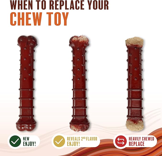 Nylabone Textured Bone Power Chew Toy for Dogs, Durable & Tough Dog Toys for Aggressive Chewers, Basted Blast Bacon and Steak Flavor, X-Large Dogs - 50+ lbs, 1 Count