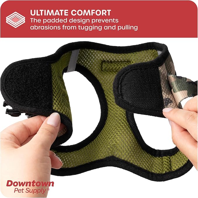 Downtown Pet Supply Step in Dog Harness No Pull, X-Large, Camo Green - Adjustable Harness with Padded Mesh Fabric and Reflective Trim - Buckle Strap Harness for Dogs