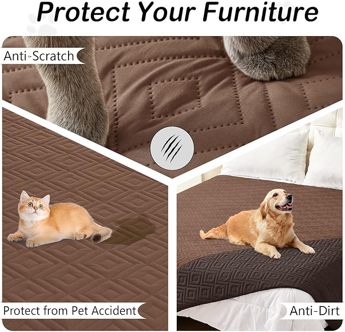 hyha Waterproof Dog Blanket, Soft Pet Bed Blankets, Waterproof Sofa Couch Cover for Dogs Washable, Reversible Pet Couch Covers for Sofa Furniture (30x80 Inch, Brown/Chocolate)