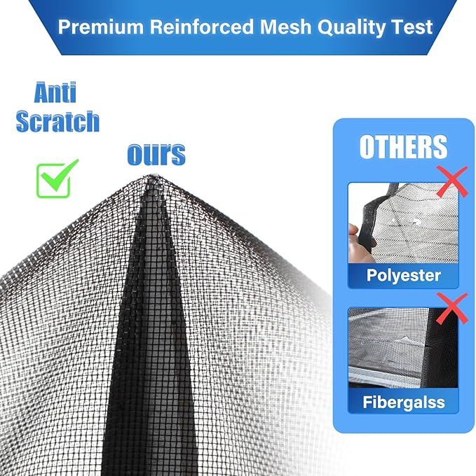 Magnetic Screen Door Upgraded PET Mesh Stronger Than Fiberglass and Polyester,Hands Free,Keeps Bugs Out,Pet & Kid Friendly,Suitable for Sliding Door,Large Patio Door and French Door-70''x79''