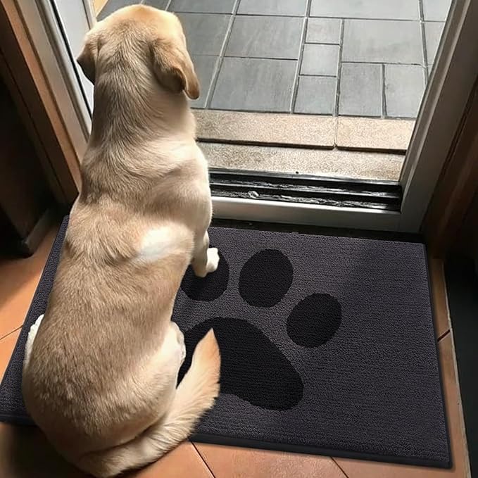 Buganda Dog Door Mat for Muddy Paws, Absorbent Dirt Trapper Non Slip Indoor Doormats, Washable Low-Profile Mat for Mud Dogs, Entryway Carpet for Inside Floor (70x47 Inches, Black)