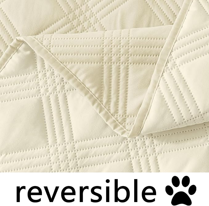 hyha Waterproof Dog Blanket, Reversible Pet Bed Blanket, Soft Sofa Couch Cover for Dogs Washable, Waterproof Pet Couch Covers for Sofa Puppy Cats Furniture Protector(68"x82", Beige/Beige)