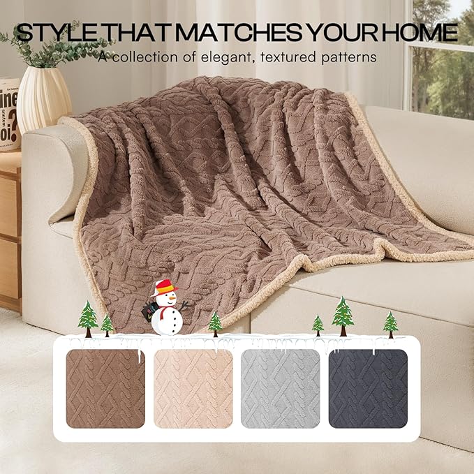 Luciphia Waterproof Pet Blanket, Liquid Pee Proof Dog Blankets for Sofa Bed Couch, Reversible Sherpa Fleece Furniture Protector Cover for Small Medium Large Dogs Cats,Khaki X-Large（85" x 57"）