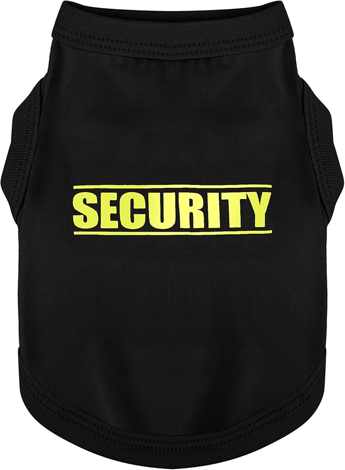 Discover Cozy Cotton Canine Wear: Soft, Lightweight, and Breathable Dog Shirt Vest with Eye-Catching Graphics(Security), Keeping Your Furry Friend Warm and Comfy! Black L