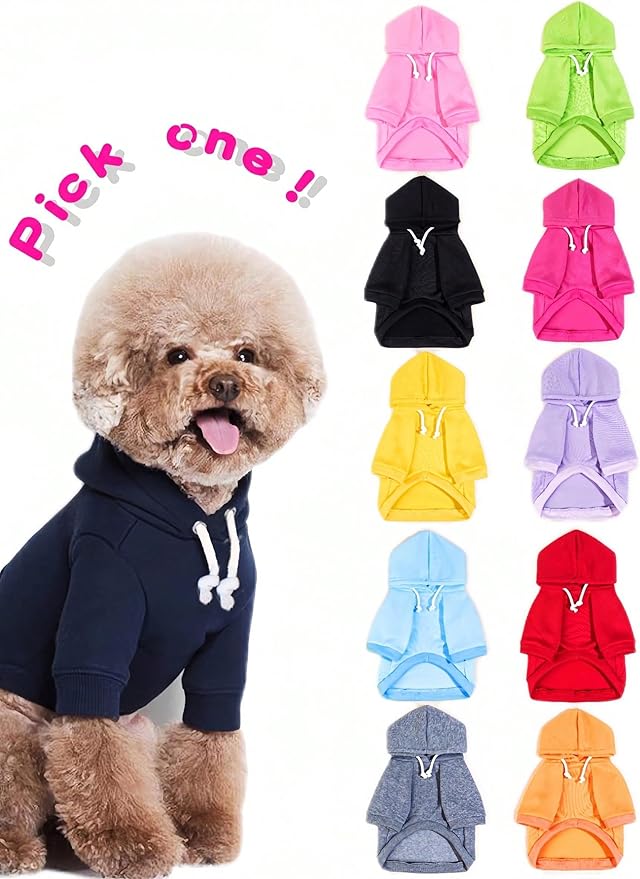 QWINEE Basic Dog Hoodie Sweatshirt Puppy Sweater Warm Cat Costumes Pet Clothes for Chihuahua Puppy Kitten Small Medium Dogs Yellow Medium