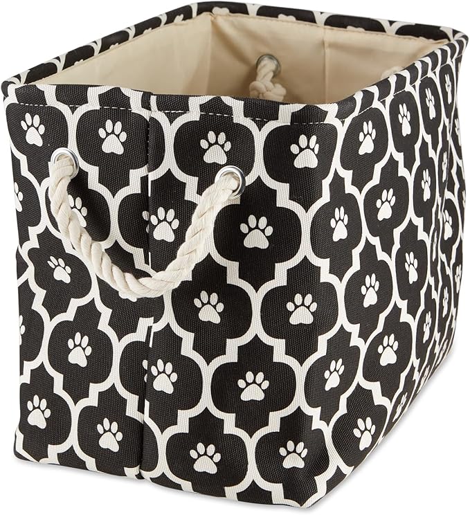 Bone Dry Pet Storage Collection Lattice Paw Print, Black, Small Rectangle