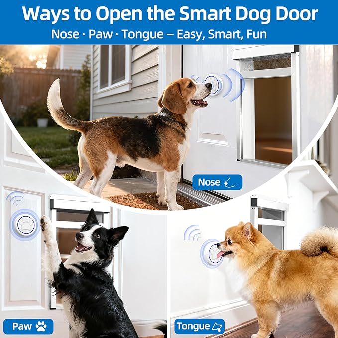 Customizable Size Electronic Dog Door for Wall, Bell Activated Auto Lift Pet Door Smart Aluminum Doggie Door for Wall,Lockable Weatherproof,Customize Size According to The Pet