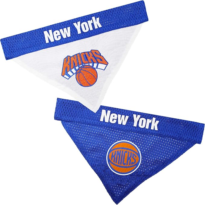Pets First NBA Dog Bandana - New York Knicks Reversible Pet Bandana. 2 Sided Home & Away Sports Bandana with a PREMIUM Embroidery TEAM Logo, Small/Medium