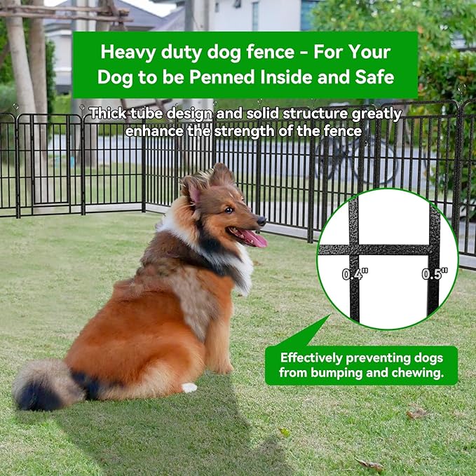 Heavy Duty Dog Playpen: 32 Steel Panels 40" Height, Square Steel Pipe with Reinforced Crossbars, 71FT 406 Sq.ft Portable Fence for Yard RV Camping, Snowy Black