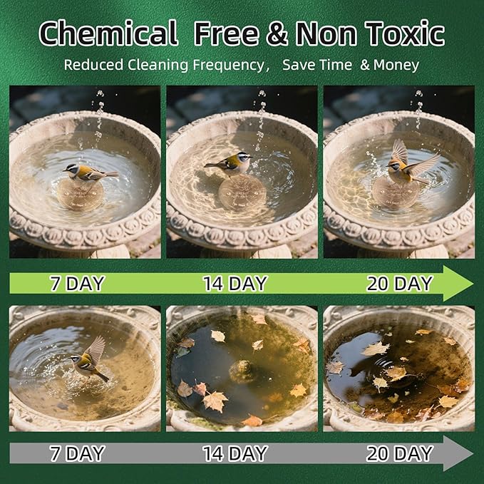 Bird Bath Copper Disk, Pure Copper Bird Bath Purification Disc, Save Cleaning Time, Chemical Free,Safe Natural Solution for Birdbaths Bowls&Waterfall Fountain, Year-Round Use (4 pcs)