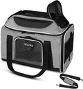 Petskd Top-Expandable Pet Carrier 18x13x9.5 Inches Southwest Airline Approved, Soft-Sided Carrier for Small Cats and Dogs with Locking Safety Zippers and Anti-Scratch Mesh(Grey)