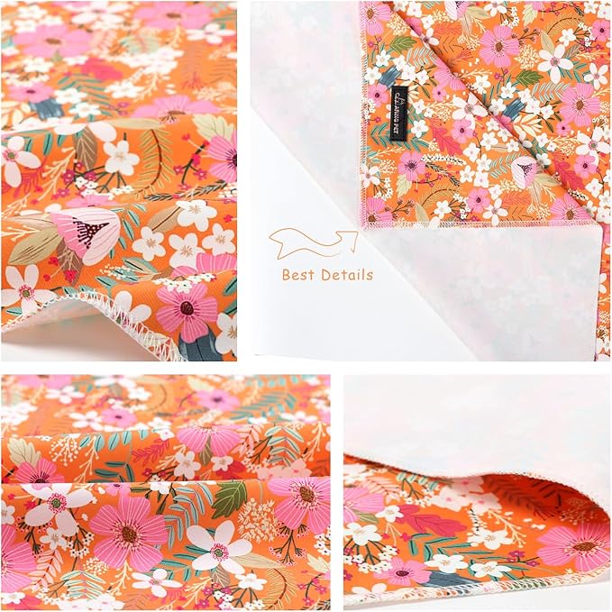 ARING PET Floral Dog Bandanas, Flower Leaf Triangle Scarf for Small Medium Large Boy Girl Dogs-Size L