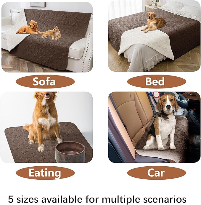 Waterproof Dog Blanket, 30x53 inches Small Pet Couch Covers for Sofa, Chair Bed Furniture Protector from Dogs Washable and Reversible-Chocolate+Cream