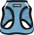 Best Pet Supplies - All Weather Mesh / Plush, Reflective, No Pull Harness for Small, Medium Dogs, Cats - Secure with Hook & Loop Fastener, Buckle, Double D-Rings - Baby Blue/Black Trim, XL