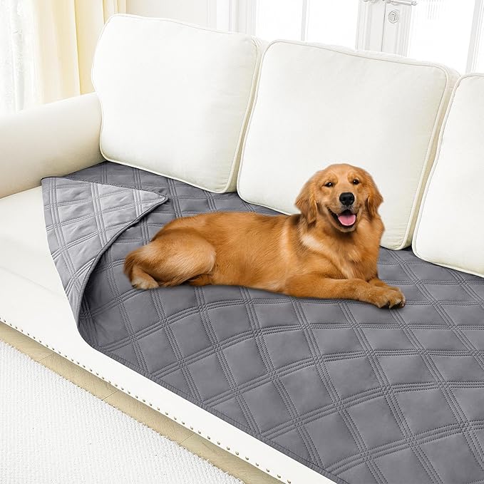 Smiry Waterproof Dog Bed Cover Blanket 40x70, Soft Reversible Pet Blanket, Washable Leakproof Cats Dogs Couch Cover for Sofa, Couch, Furniture, Grey/Light Grey
