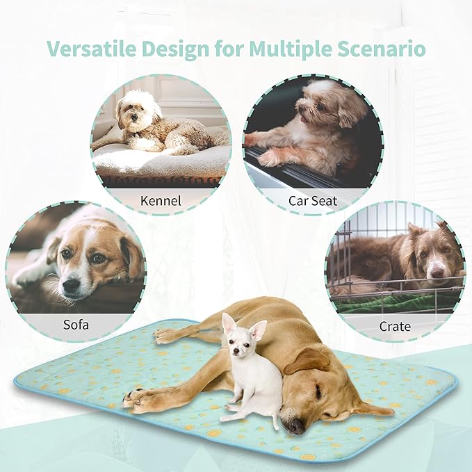 NWK Pet Cooling Mat -39’’ X 27’’ Ice Silk Cooling Mat for Dogs & Cats Portable & Washable Pet Cooling Blanket, Car Seats, Beds for Summer (Green Fruit, Large)