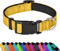 Reflective Dog Collar, Adjustable Soft Neoprene Padded Nylon Pet Collars with Buckle for Medium Dogs, Yellow,M
